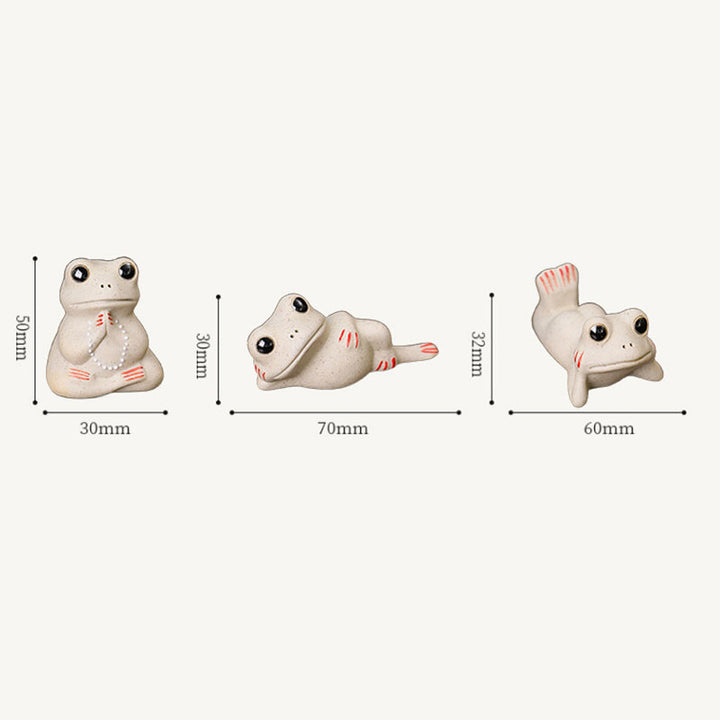 Buddha Stones Mini Petite Grenouille Priante Céramique Richesse Prospérité Maison Thé Animal Figurine Décoration - image 7