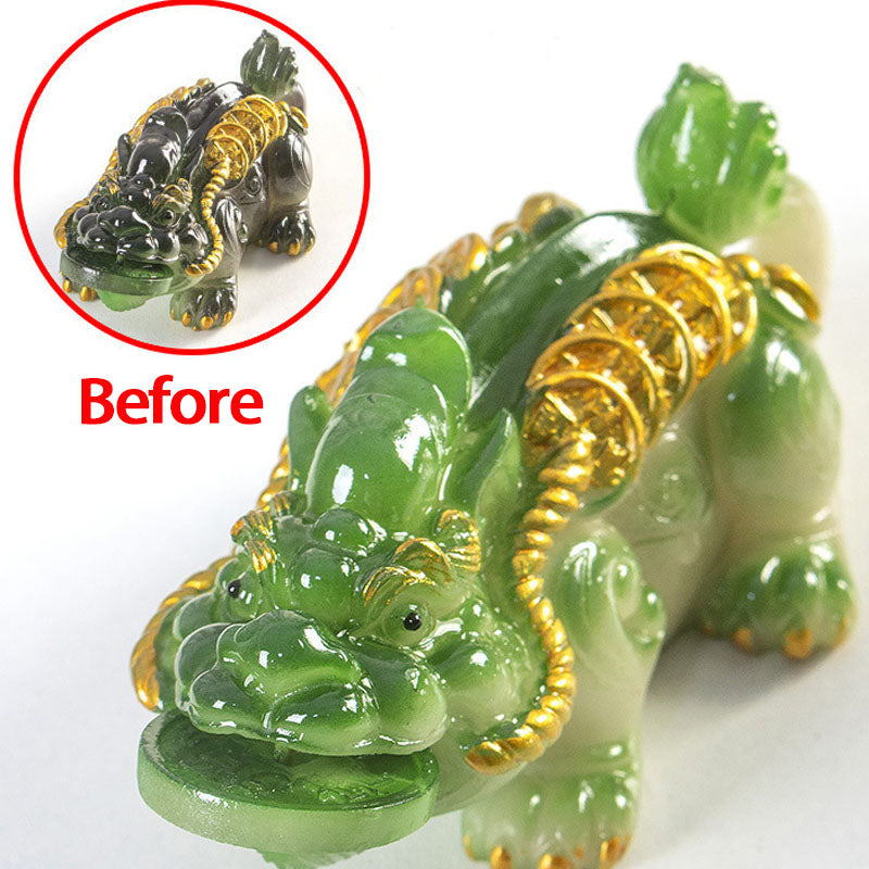 Buddha Stones changeantes de couleur, petites pièces de cuivre PiXiu, résine, thé, animal de compagnie, richesse, décoration de la maison - Pixiu vert 11*5,5*4,5 cm - image 9