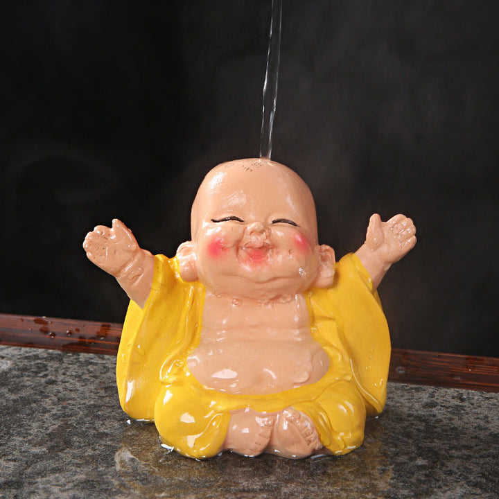 Buddha Stones changeantes de couleur Bouddha rieur résine thé animal de compagnie richesse maison figurine décoration - Bouddha rieur jaune 9,5 x 6,5 x 7,5 cm - image 0
