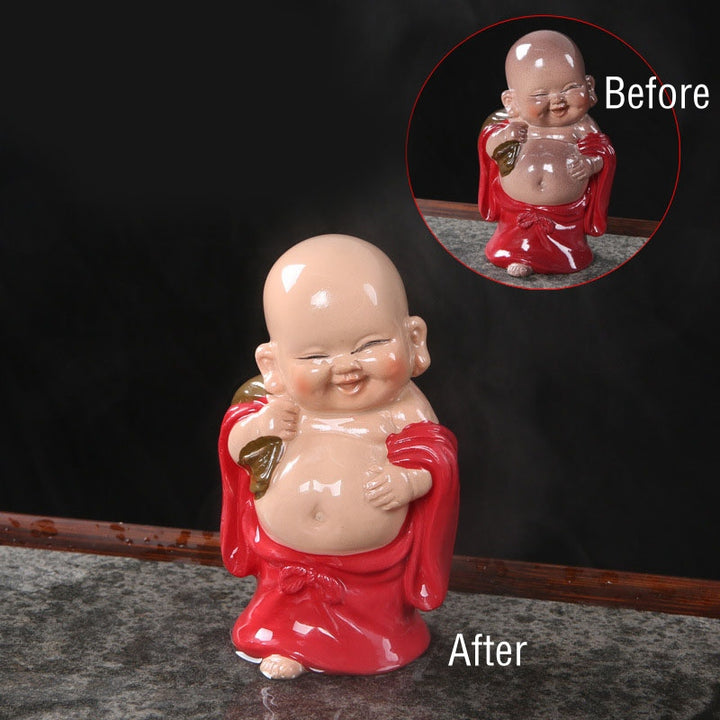 Buddha Stones changeantes de couleur Bouddha rieur résine thé animal de compagnie richesse maison figurine décoration - Bouddha rieur rouge 7*6*11cm - image 14