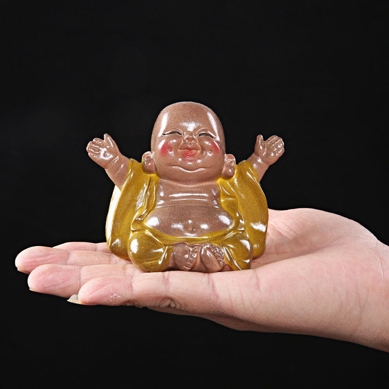 Buddha Stones changeantes de couleur Bouddha rieur résine thé animal de compagnie richesse maison figurine décoration - image 2