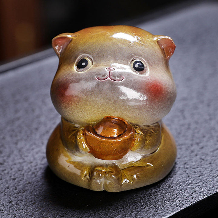 Buddha Stones changeant de couleur mignon mini chat résine thé animal de compagnie richesse maison figurine décoration - image 12