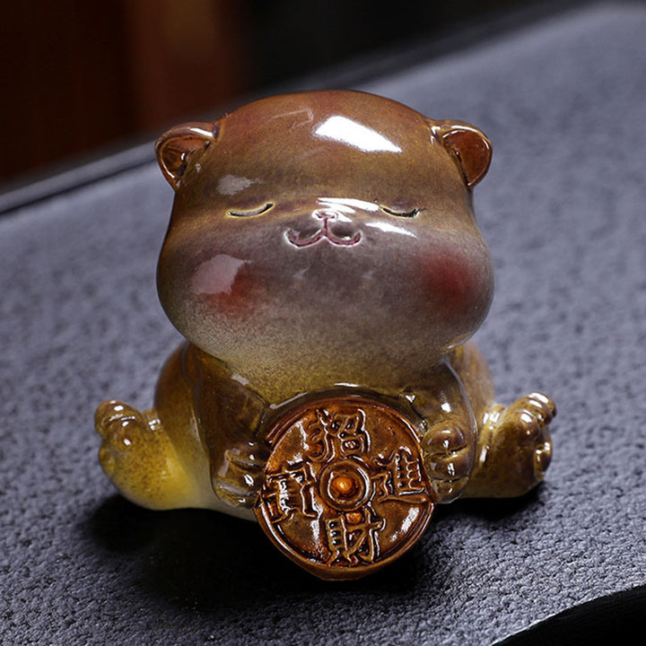 Buddha Stones changeant de couleur mignon mini chat résine thé animal de compagnie richesse maison figurine décoration - image 2