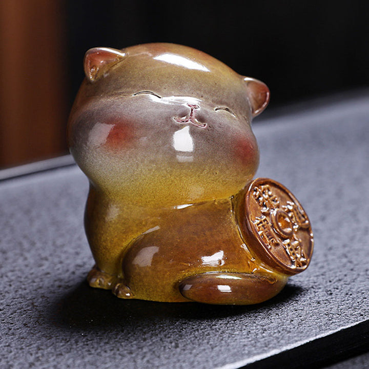 Buddha Stones changeant de couleur mignon mini chat résine thé animal de compagnie richesse maison figurine décoration - image 9