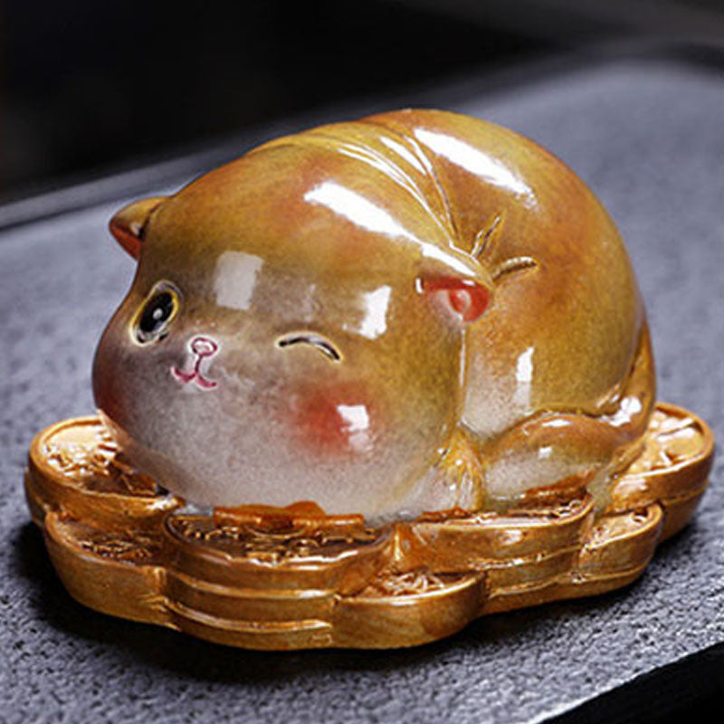 Buddha Stones changeant de couleur mignon mini chat résine thé animal de compagnie richesse maison figurine décoration - image 5