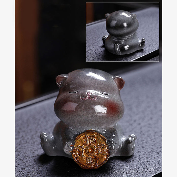 Buddha Stones changeant de couleur mignon mini chat résine thé animal de compagnie richesse maison figurine décoration - image 15