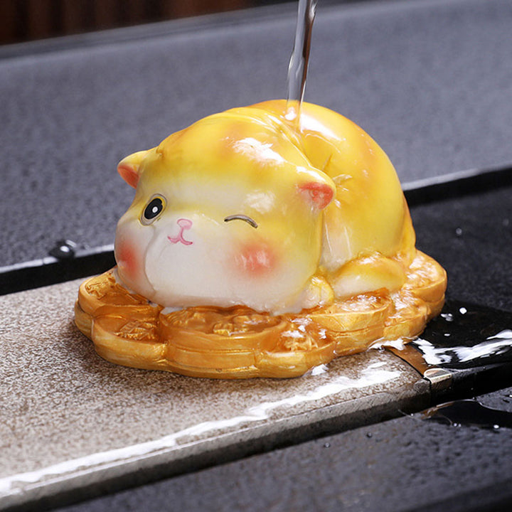 Buddha Stones changeant de couleur mignon mini chat résine thé animal de compagnie richesse maison figurine décoration - image 3