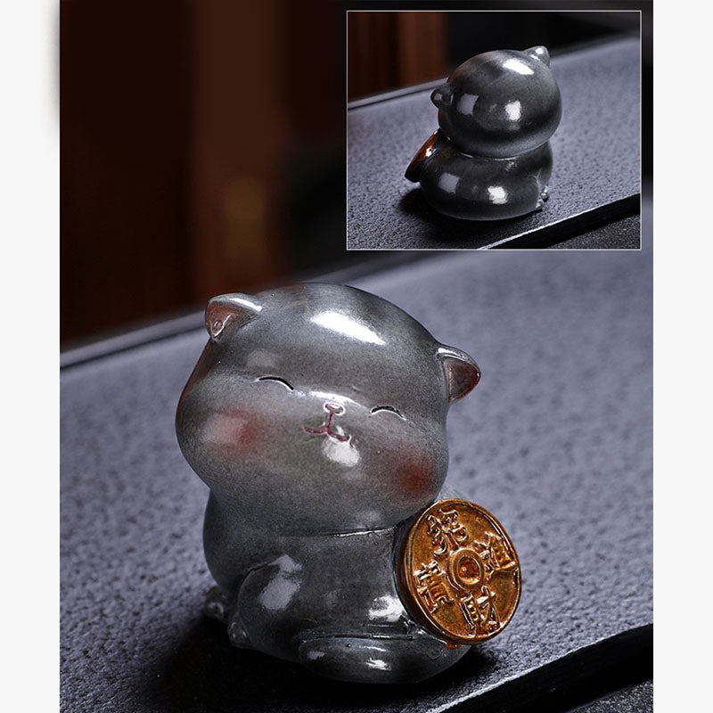Buddha Stones changeant de couleur mignon mini chat résine thé animal de compagnie richesse maison figurine décoration - image 20