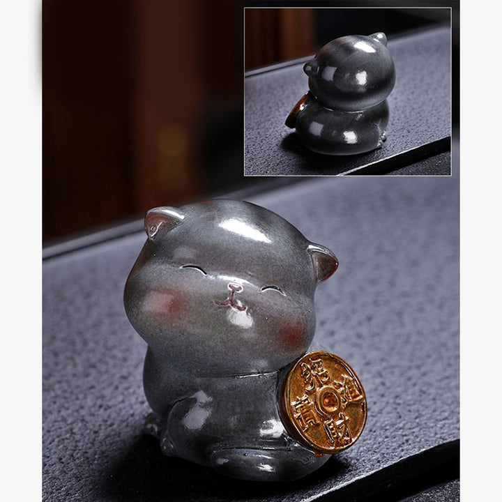 Buddha Stones changeant de couleur mignon mini chat résine thé animal de compagnie richesse maison figurine décoration - image 20