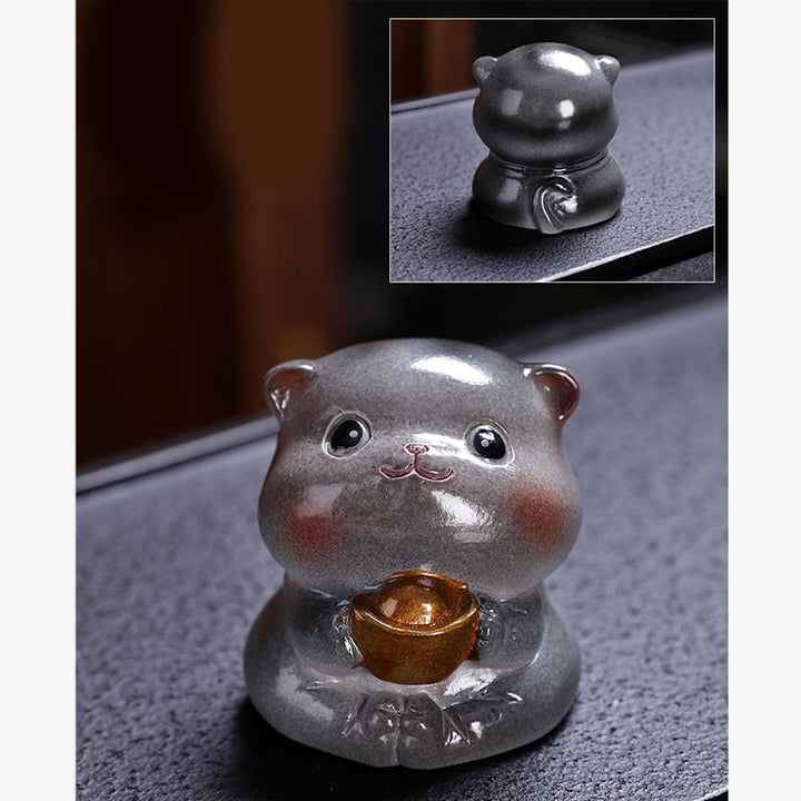Buddha Stones changeant de couleur mignon mini chat résine thé animal de compagnie richesse maison figurine décoration - image 22