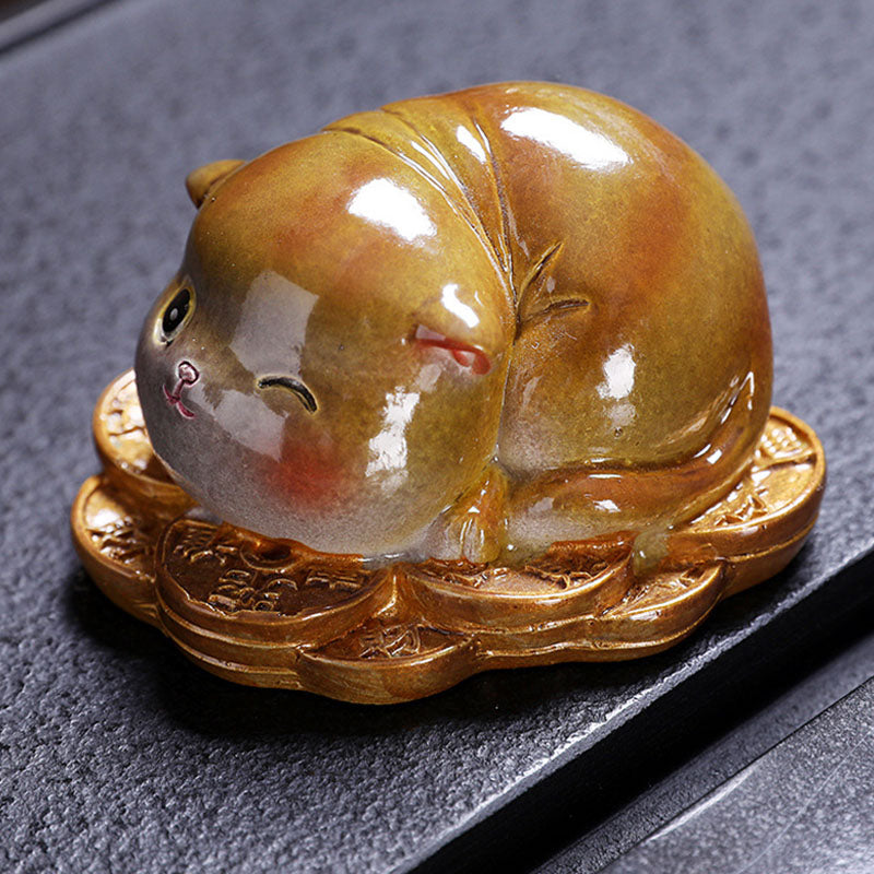 Buddha Stones changeant de couleur mignon mini chat résine thé animal de compagnie richesse maison figurine décoration - image 6