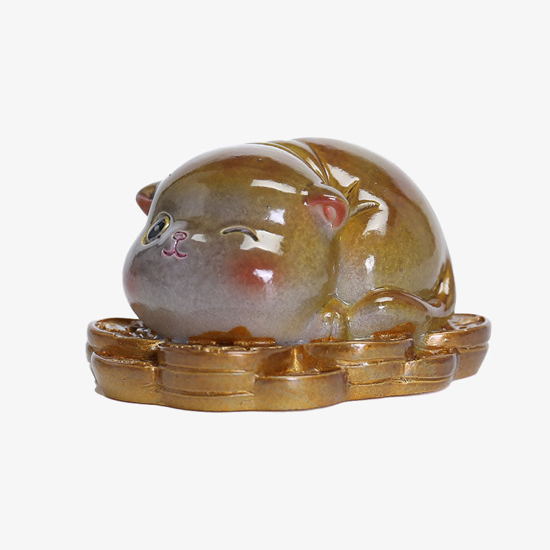 Buddha Stones changeant de couleur mignon mini chat résine thé animal de compagnie richesse maison figurine décoration - image 7