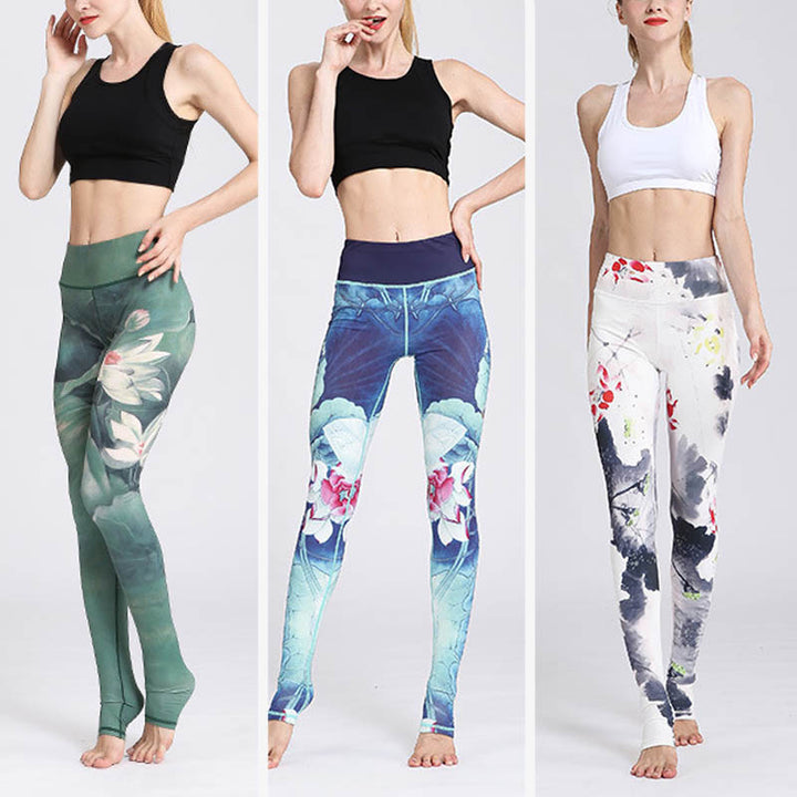 Pantalon de yoga imprimé Buddha Stones Lotus Flower pour femme - image 32