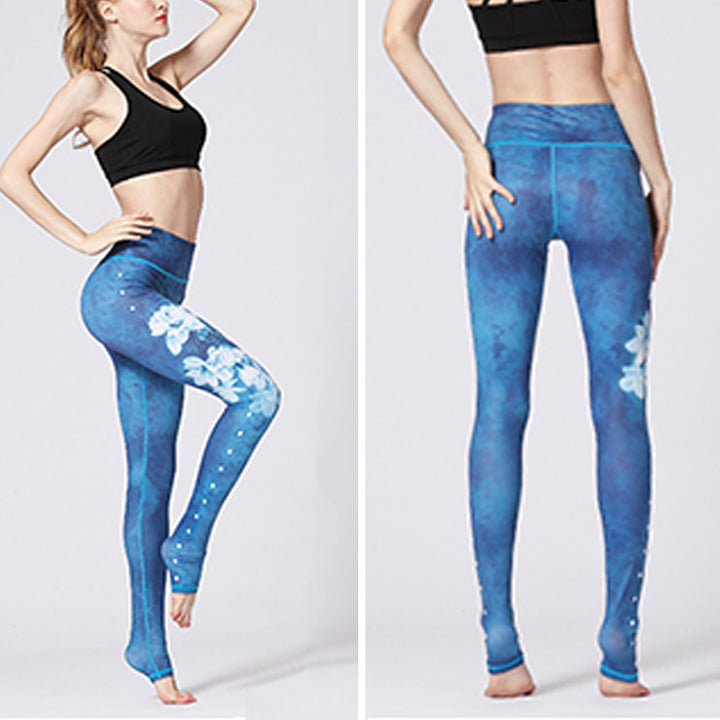 Pantalon de yoga à imprimé floral avec Buddha Stones et fleurs de lotus pour femme - image 3