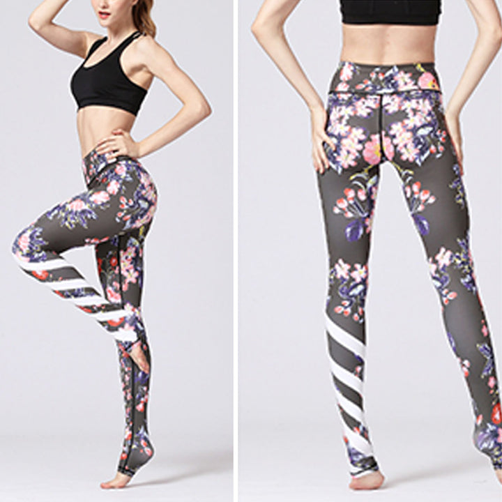 Pantalon de yoga à imprimé floral avec Buddha Stones et fleurs de lotus pour femme - image 31