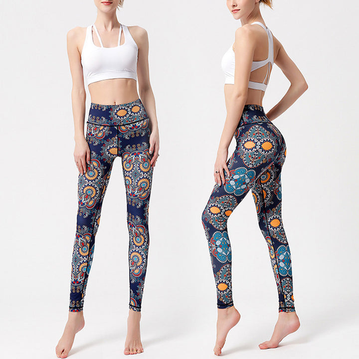 Pantalon imprimé Buddha Stones Fleurs Feuilles Oiseaux Leggings de sport Fitness Yoga Danse Pantalon de yoga pour femme - image 2