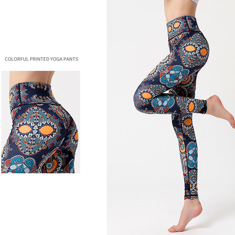 Pantalon imprimé Buddha Stones Fleurs Feuilles Oiseaux Leggings de sport Fitness Yoga Danse Pantalon de yoga pour femme - image 3