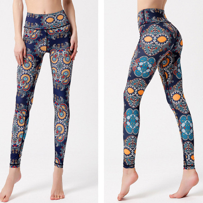 Pantalon imprimé Buddha Stones Fleurs Feuilles Oiseaux Leggings de sport Fitness Yoga Danse Pantalon de yoga pour femme - image 1