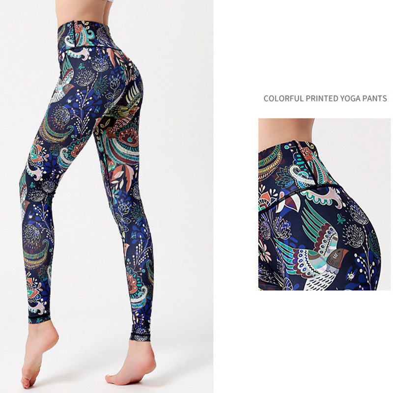 Pantalon imprimé Buddha Stones Fleurs Feuilles Oiseaux Leggings de sport Fitness Yoga Danse Pantalon de yoga pour femme - image 8