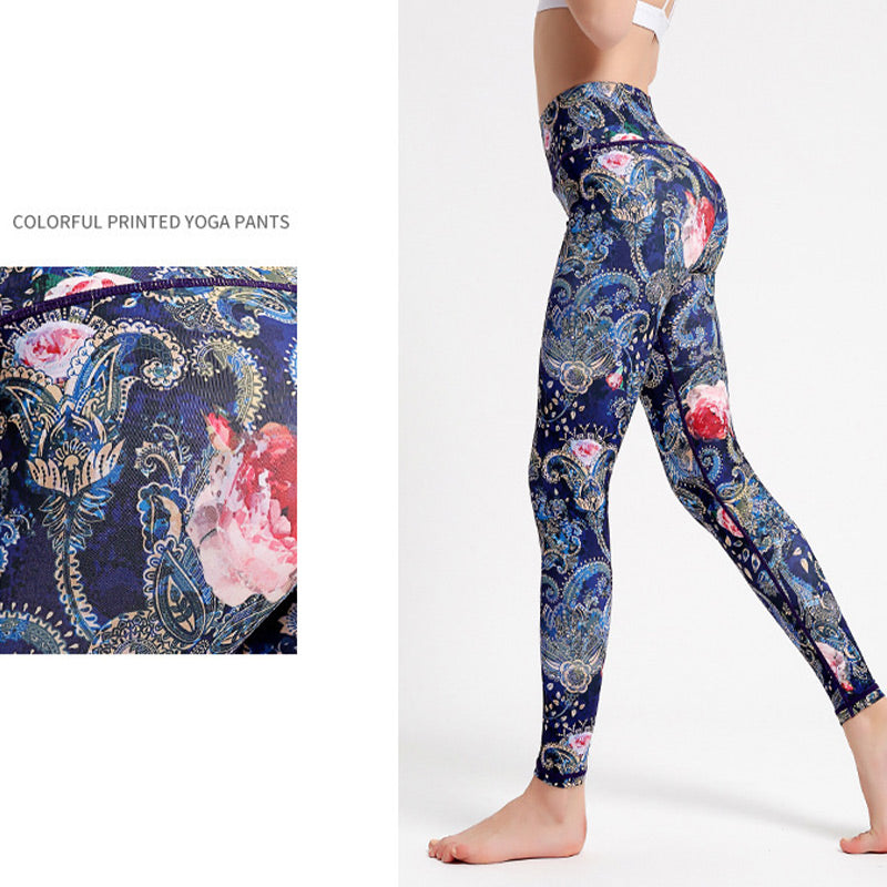 Pantalon imprimé Buddha Stones Fleurs Feuilles Oiseaux Leggings de sport Fitness Yoga Danse Pantalon de yoga pour femme - image 12