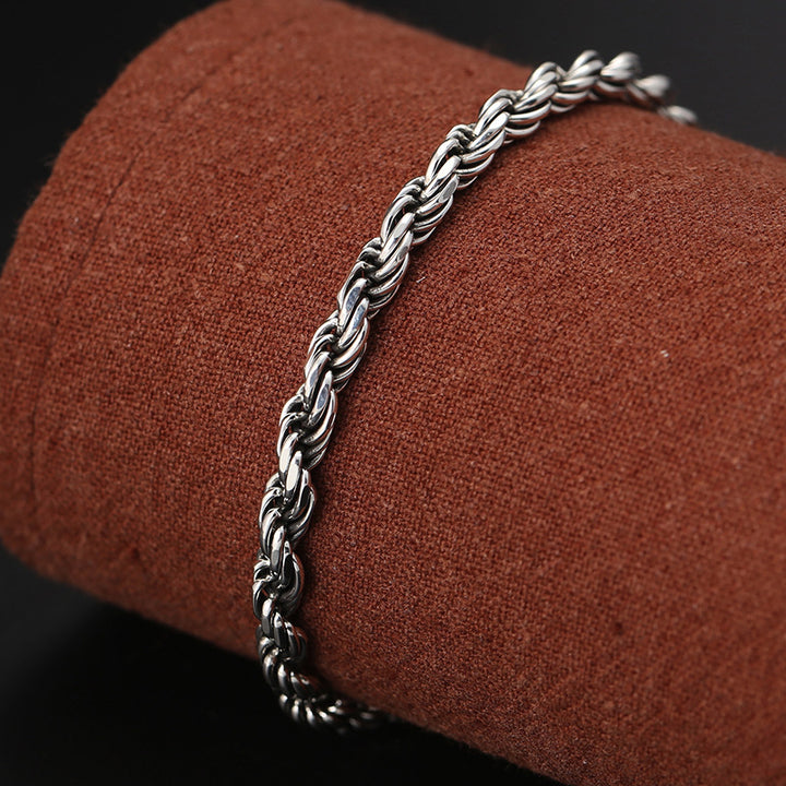 Bracelet en argent sterling 925 avec Buddha Stones et motif torsadé Om Mani Padme Hum Double Dorje Vajra Peace Love