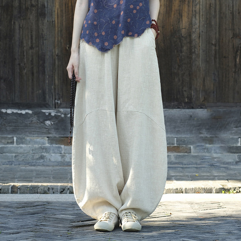 Buddha Stones harem ample style zen yoga tai-chi pour femme - Beige (doublure polaire) - US8-10，UK/AU12-14，EU40-42 (L)  - image 0