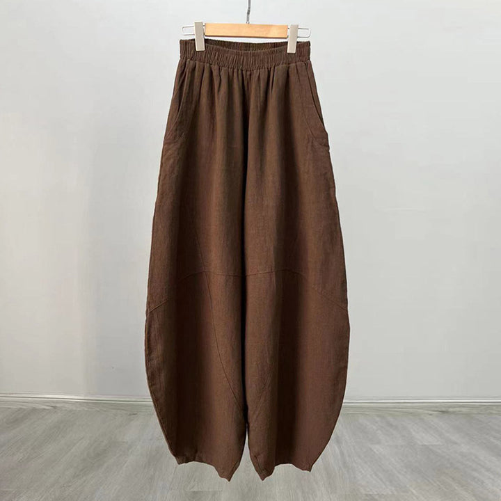 Pantalon en coton et lin Buddha Stones Pantalon sarouel ample Zen Yoga Tai Chi Pantalon pour femme - Marron (style régulier) - US8-10，UK/AU12-14，EU40-42 (L)  - image 35