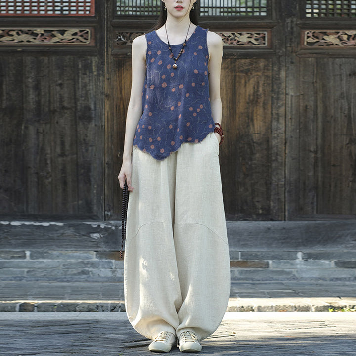 Pantalon en coton et lin Buddha Stones Pantalon sarouel ample Zen Yoga Tai Chi Pantalon pour femme - image 2
