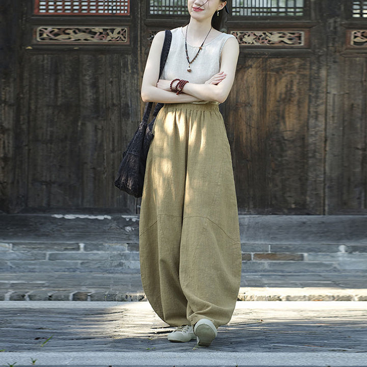 Pantalon en coton et lin Buddha Stones Pantalon sarouel ample Zen Yoga Tai Chi Pantalon pour femme - image 12