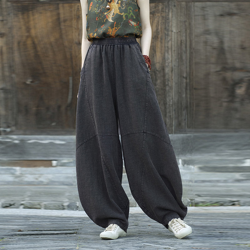 Pantalon en coton et lin Buddha Stones Pantalon sarouel ample Zen Yoga Tai Chi Pantalon pour femme - image 22