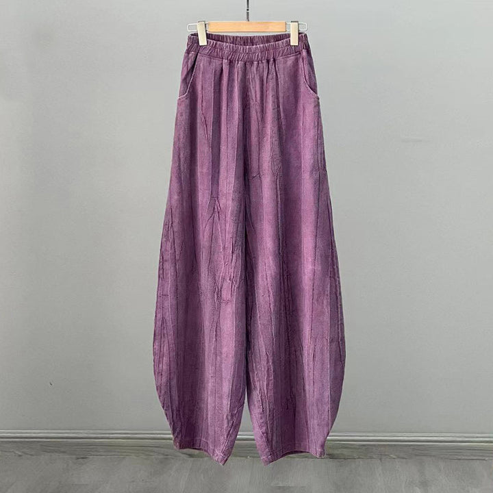 Pantalon en lin et coton ramie Buddha Stones Pantalon de yoga zen ample avec poches pour femme - Violet (style classique) - US8-10，UK/AU12-14，EU40-42 (L)  - image 30