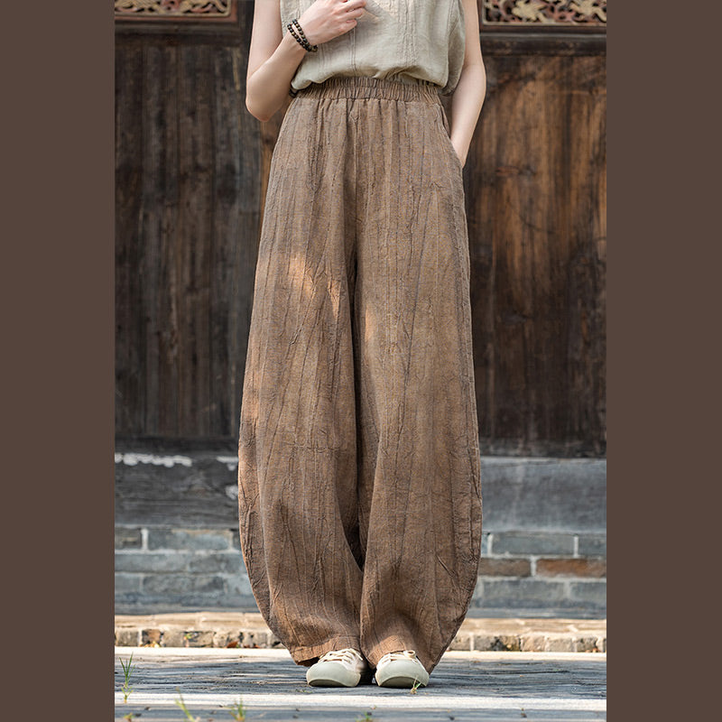 Pantalon en lin et coton ramie Buddha Stones Pantalon de yoga zen ample avec poches pour femme - image 1