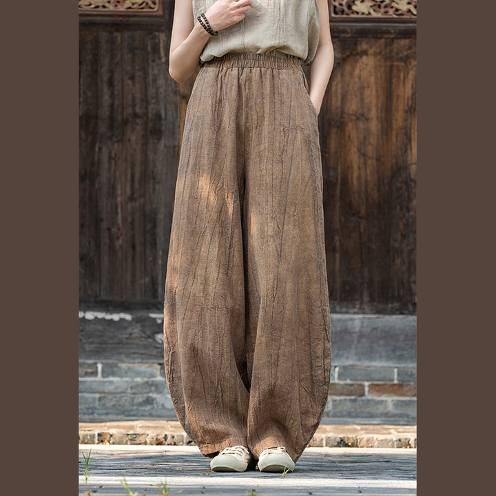 Pantalon en lin et coton ramie Buddha Stones Pantalon de yoga zen ample avec poches pour femme - image 1