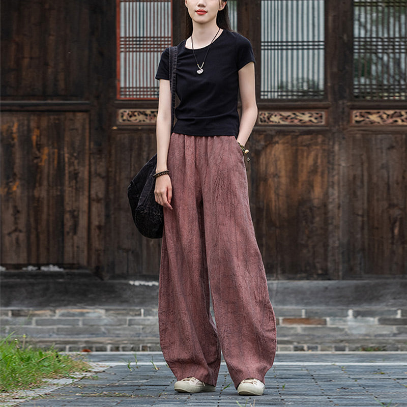 Pantalon en lin et coton ramie Buddha Stones Pantalon de yoga zen ample avec poches pour femme - image 22