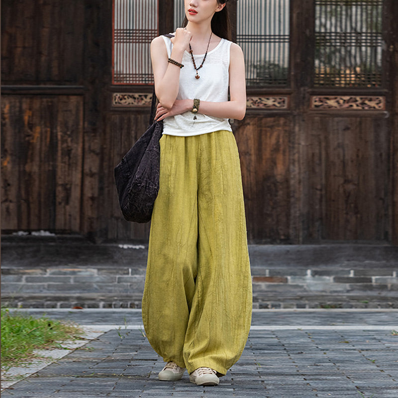 Pantalon en lin et coton ramie Buddha Stones Pantalon de yoga zen ample avec poches pour femme - image 29