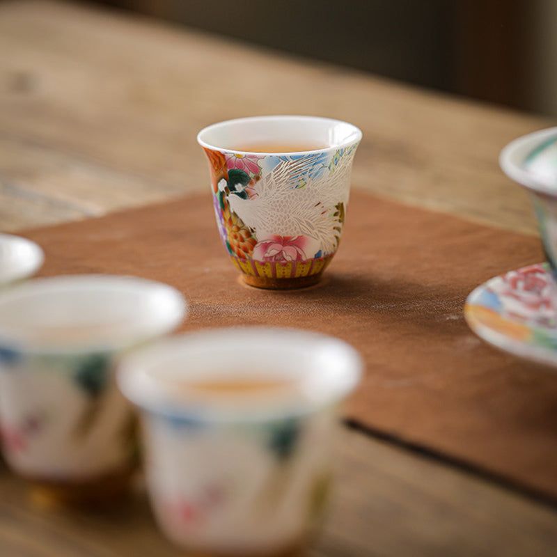 Tasse à thé en céramique Buddha Stones Dragon Phoenix Flowers Tasse à thé Kung Fu 50 ml