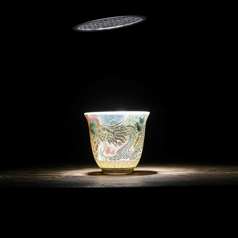 Tasse à thé en céramique Buddha Stones Dragon Phoenix Flowers Tasse à thé Kung Fu 50 ml