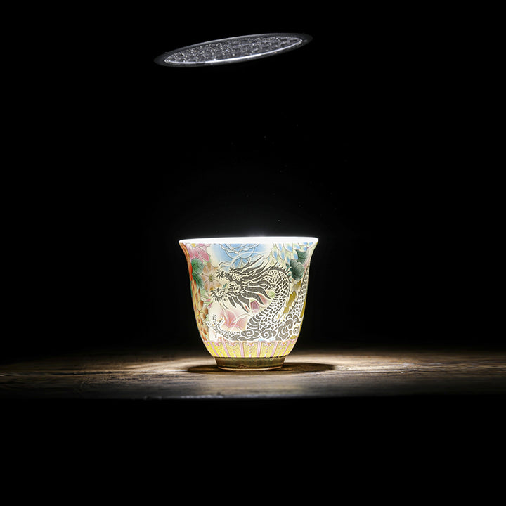 Tasse à thé en céramique Buddha Stones Dragon Phoenix Flowers Tasse à thé Kung Fu 50 ml
