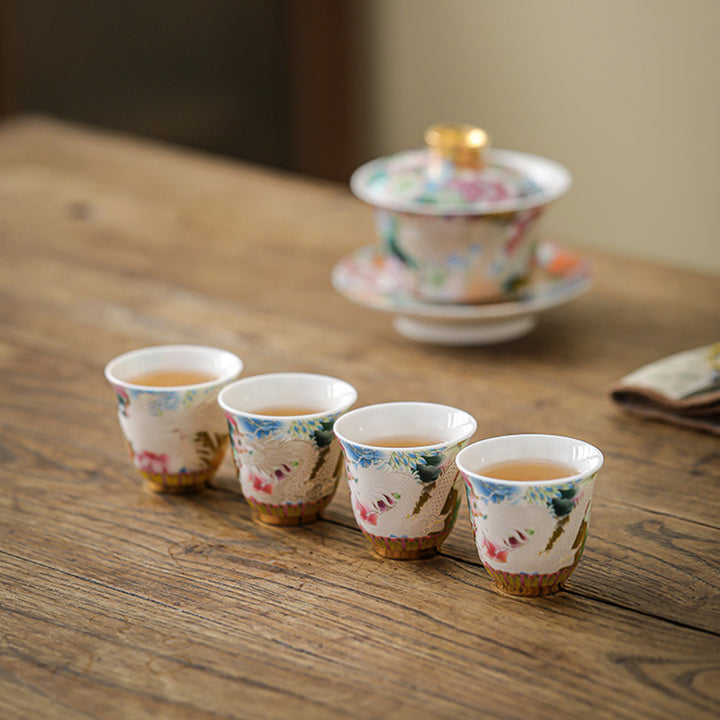 Tasse à thé en céramique Buddha Stones Dragon Phoenix Flowers Tasse à thé Kung Fu 50 ml