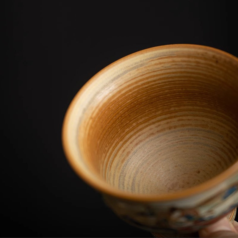 Tasse à thé Kung Fu avec couvercle, Buddha Stones Dunhuang Flying Apsaras en céramique Gaiwan Sancai