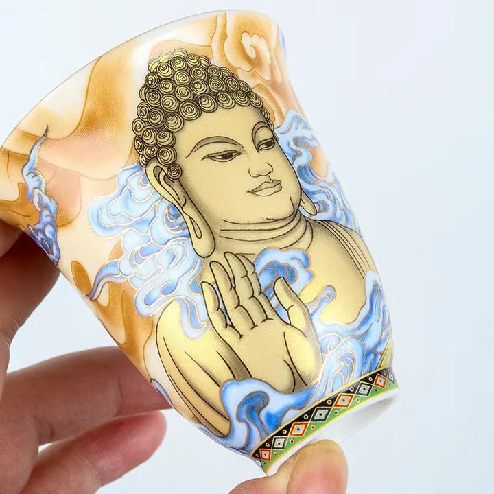 Tasse à thé Kung Fu, Buddha Stones Dunhuang, couleur volante Apsaras