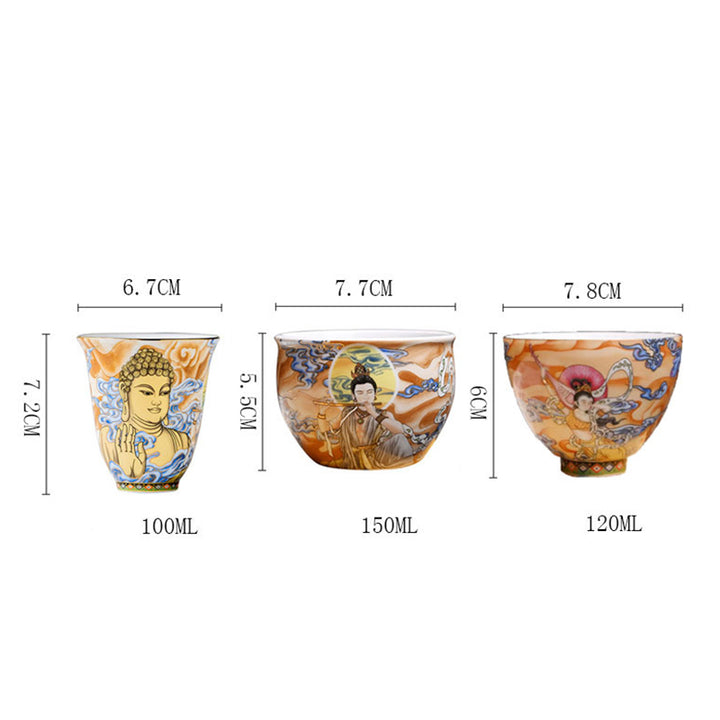 Tasse à thé Kung Fu, Buddha Stones Dunhuang, couleur volante Apsaras