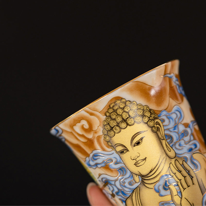 Tasse à thé Kung Fu, Buddha Stones Dunhuang, couleur volante Apsaras
