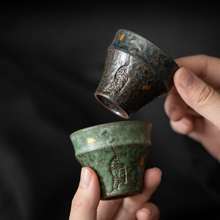 Petite tasse à thé en céramique de style vintage Buddha Stones Tasse à thé Kung Fu 50 ml