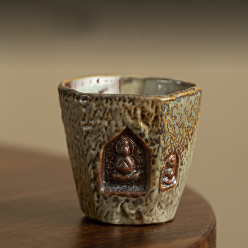 Buddha Stones Vintage Dunhuang Couleur Bouddha Gravé Tasse à Thé Tasse à Thé Kung Fu