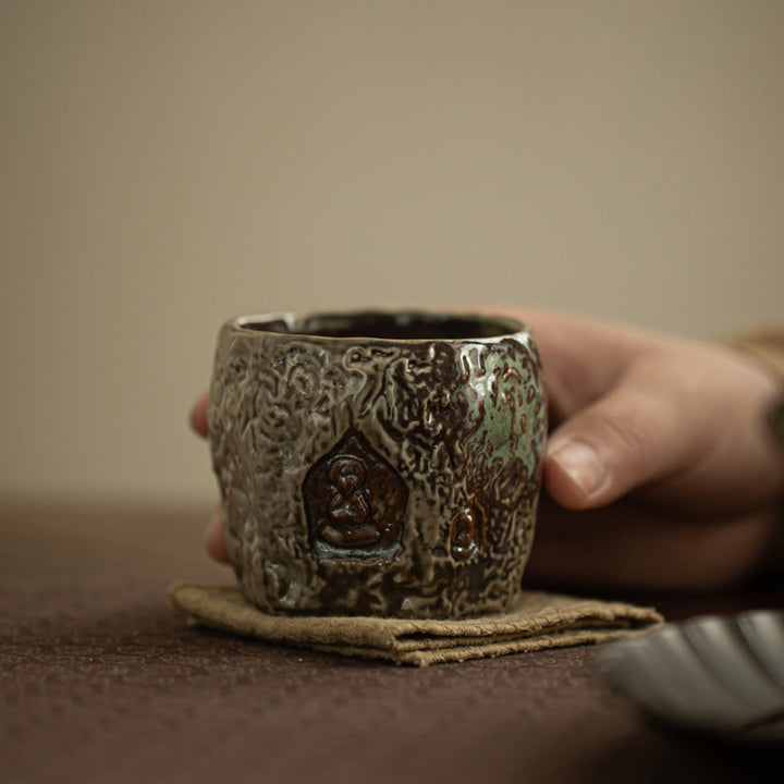 Buddha Stones Vintage Dunhuang Couleur Bouddha Gravé Tasse à Thé Tasse à Thé Kung Fu