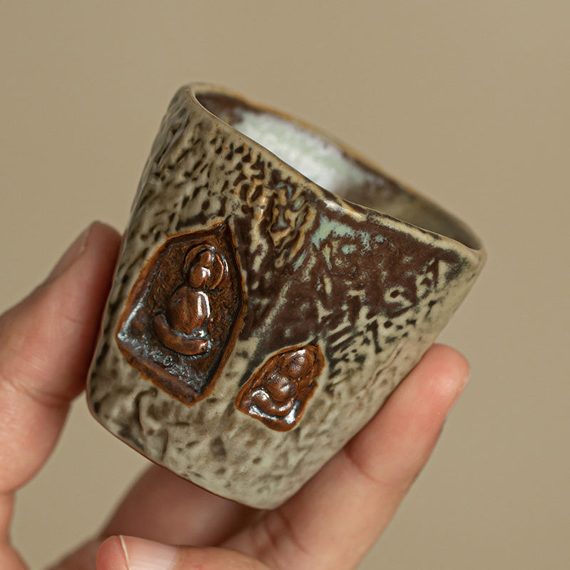 Buddha Stones Vintage Dunhuang Couleur Bouddha Gravé Tasse à Thé Tasse à Thé Kung Fu