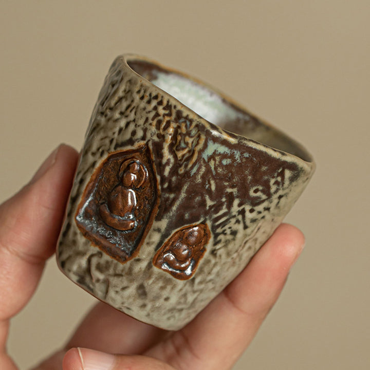 Buddha Stones Vintage Dunhuang Couleur Bouddha Gravé Tasse à Thé Tasse à Thé Kung Fu