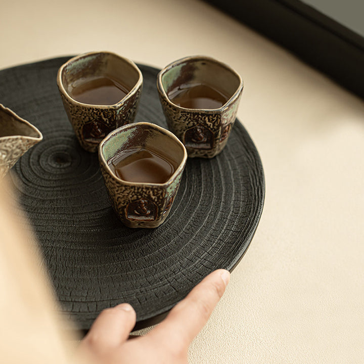 Buddha Stones Vintage Dunhuang Couleur Bouddha Gravé Tasse à Thé Tasse à Thé Kung Fu