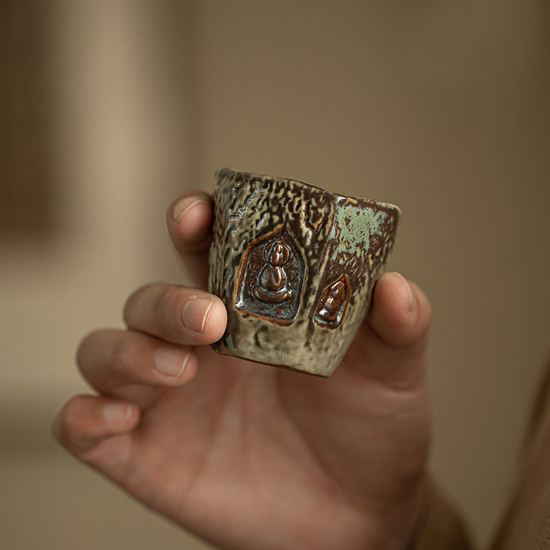 Buddha Stones Vintage Dunhuang Couleur Bouddha Gravé Tasse à Thé Tasse à Thé Kung Fu